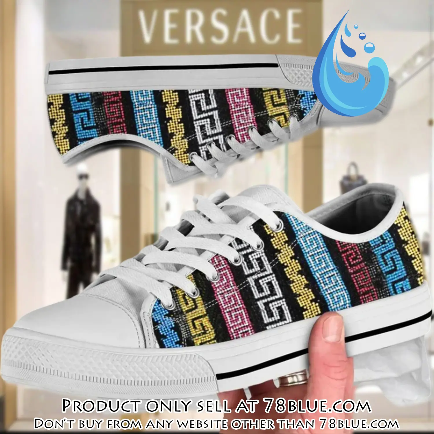 Versace multicolor low top canvas shoes luxury brand gifts for men women 78b0531428